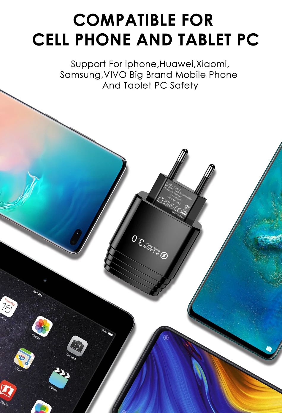 Быстрое зарядное устройство USB GTWIN 3A для iPhone samsung huawei Quick Charge 3,0 EU US Plug для мобильных телефонов QC 3,0 быстрое настенное зарядное устройство