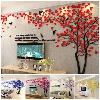 

Lovers Tree Wall Sticker for Living Room 3D Crystal Acrylic Wall Stickers Home Poster Bedroom Sofa TV Background Wall Decor
