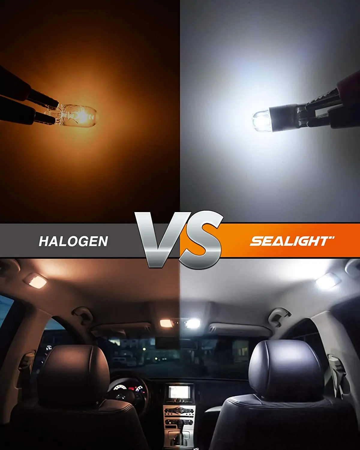 SEALIGHT 10 pcs 194 T10 LED Bulbs 6000K White 168 2825 T10 W5W 3030 Bright LED Chips for Dome Light  Map Light Door Light