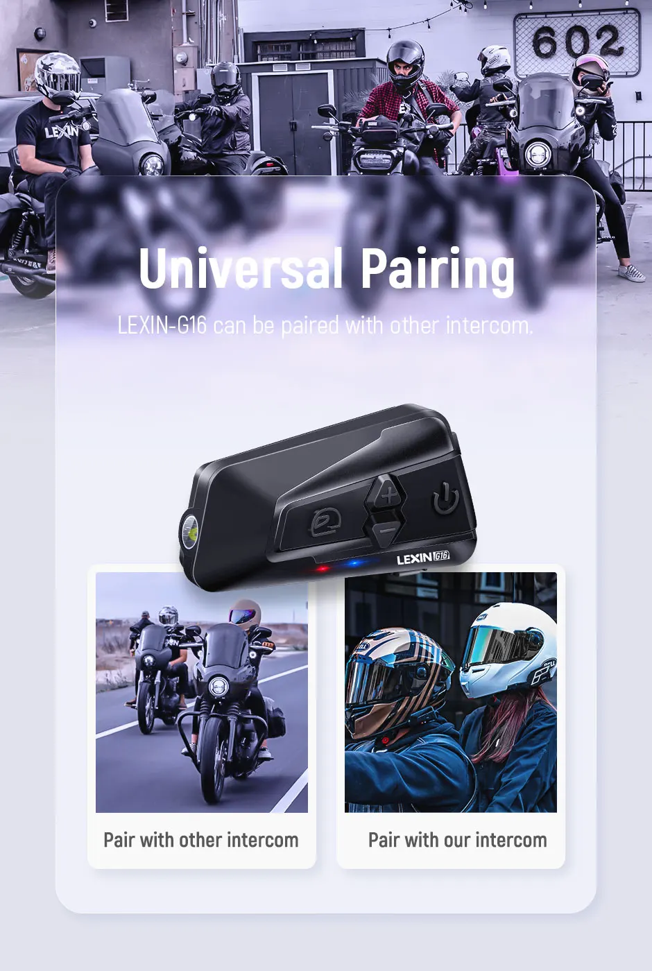 Lexin G16 16 Riders 2000m Group Talking Motorcycle Intercom Headset  ,bluetooth 5.0 With Music Share&headlamp Helmet Headsets - Helmet Headset -  AliExpress
