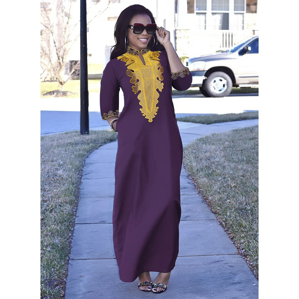 African Dresses For Women Dashiki Dresses Bazin Riche Traditional African Clothing Long Sleeve For Lady Good Price Free Shipping africa dress