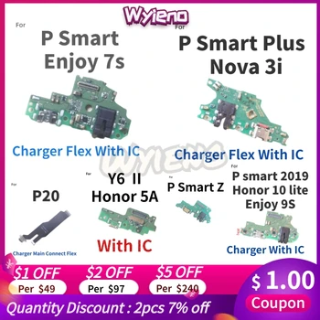 

Wyieno For Huawei P Smart 2019 Plus Z Enjoy 7s P20 Y6 II Y6-2 V9 Play Charger Port USB Dock Charging Flex Cable Microphone Board