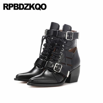 

snake snakeskin ankle high heel pointy motorcycle boots biker black chunky pointed toe handmade designer shoes women luxury 2019