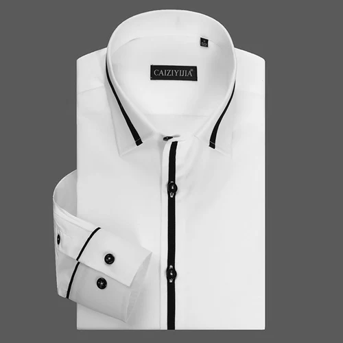 Роскошная Высококачественная Мужская белая рубашка из хлопка, деловая Мягкая Повседневная рубашка в стиле пэчворк - Цвет: CZCFB512650