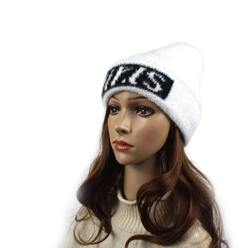 Женская шапка, зимняя шапка, теплая вязаная Осенняя Лыжная уличная шапка, аксессуар для девочек-подростков - Цвет: Белый