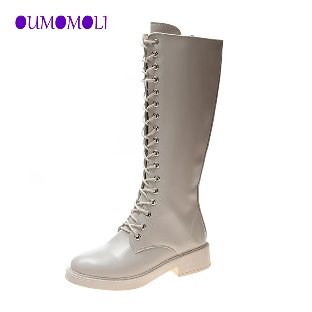 

Women's Retro Leather Flat Boots for Women Fashion Comfortable Long Tube Knight Knee-High Boots 2019 Winter Shoes x492