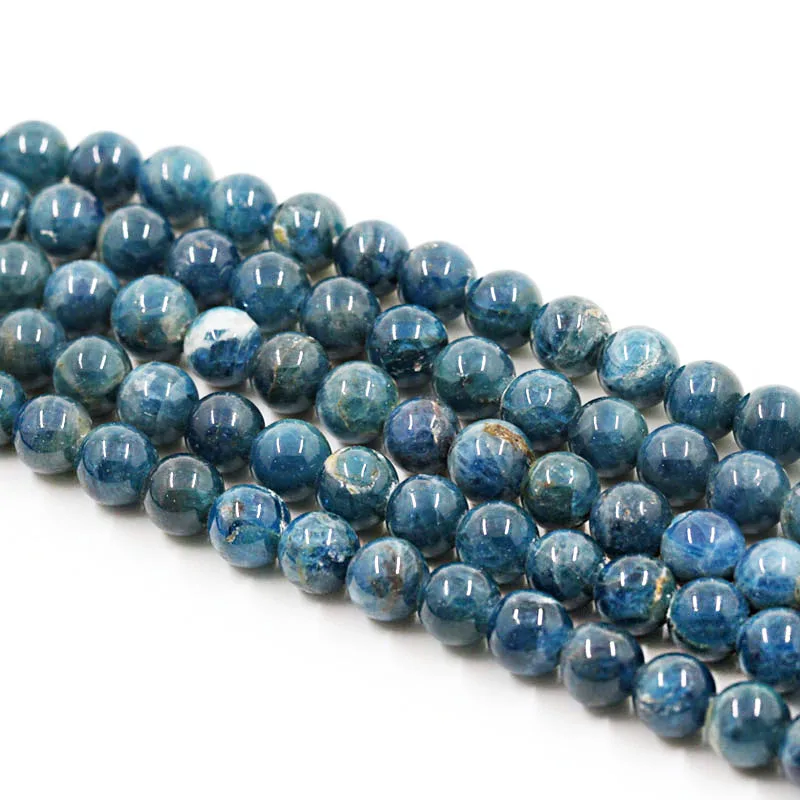 

Top Quality 6 8 10mm Natural Blue Apatite Round Beads Natural Smooth Agustite Stone For Making Design Bracelet Necklace Jewelry
