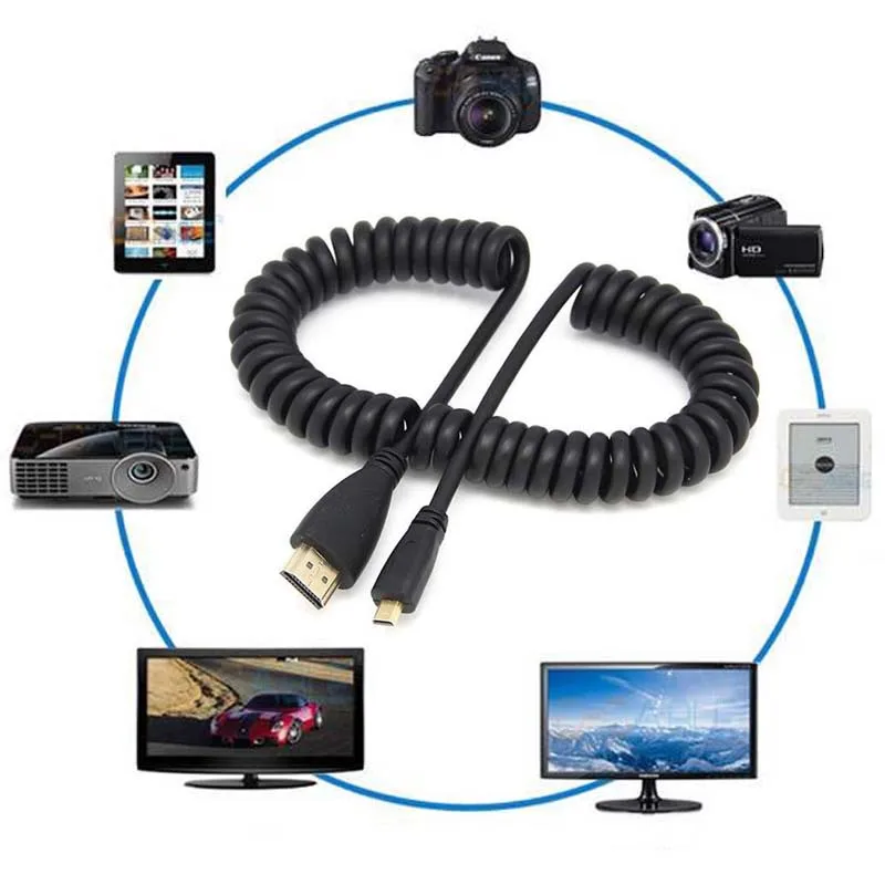 Высокоплотный скоростной выдвижной пружинный micro hdmi Провод Золотой HD разъем