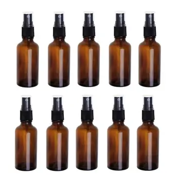 

8pcs 50ml Empty Glass Bottle Essential Oil Liquid Sprayer Refillable Bottles Press To Pack Brown Glass Spray Bottle