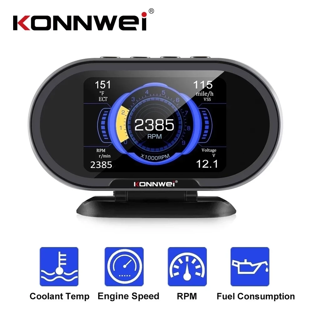 Konnwei Kw206 Obd2 Computer Di Bordo Display Per Computer Digitale Per Auto Consumo Di Carburante Indicatore Di Temperatura Dell'Acqua Obd 2 Scanner P