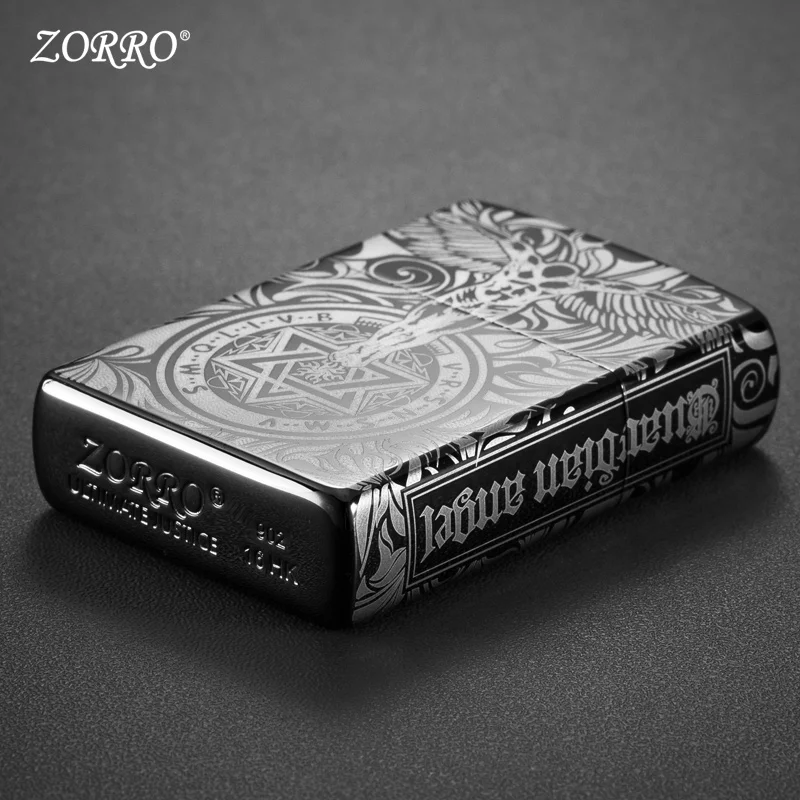 Zorro kerosene lighter wind proof retro grinding wheel personality guardian angel creative lighter gift for boyfriend