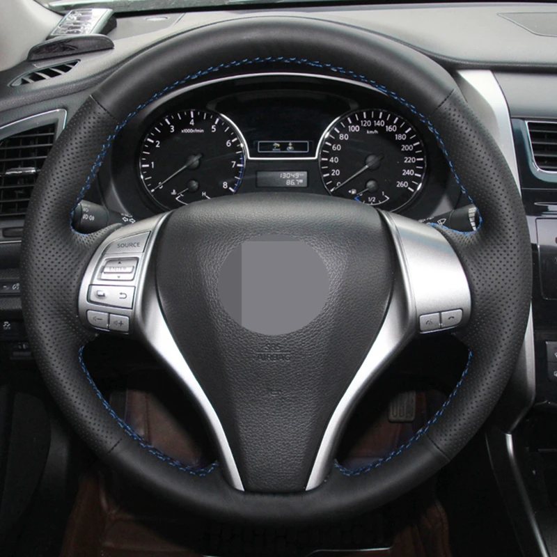 Черный чехол рулевого колеса автомобиля из искусственной кожи для Nissan X Trail Teana