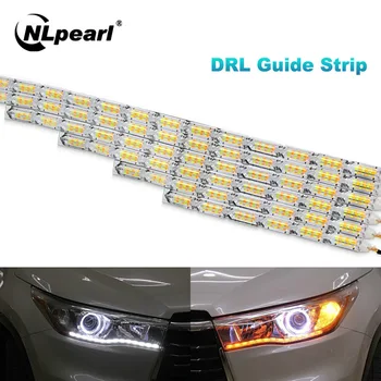 

Nlpearl 2pcs Car Light Assembly DRL LED Daytime Running Lights White Turn Signal Yellow Guide Led Strip Light Turn Signal Lights