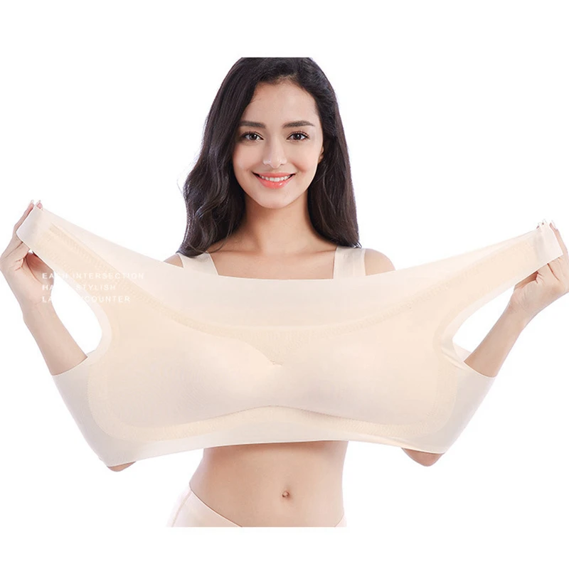 

plus size 90D Sport Bras for Women Seamless Bh Comfortable wireless Bra push up Bra Women Vest Padded bralette Black brasiere