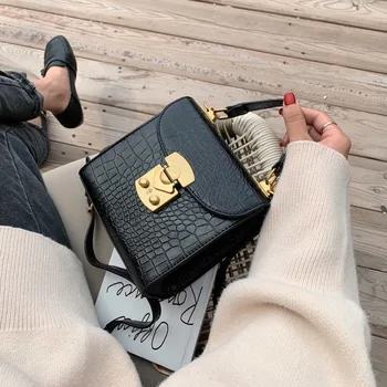 

Ladies' Shoulder Messenger Bags Mini Alligator Pattern PU Leather Crossbody Bags for Women Lock Designer Female Travel Handbags