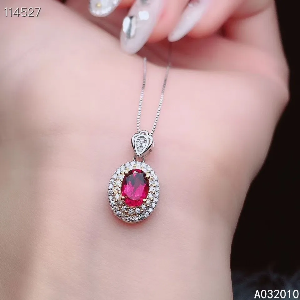 

KJJEAXCMY Fine Jewelry 925 Sterling Silver inlaid Natural Garnet Female Miss Girl Woman Pendant Necklace exquisite