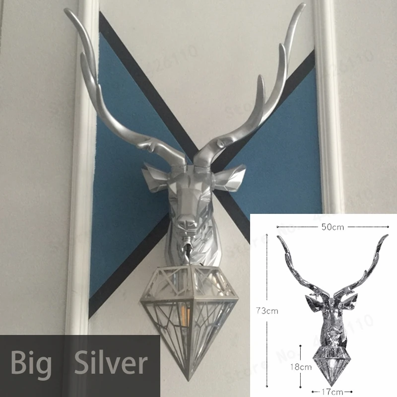 BLUBBLE скандинавский Рождественский олень Antler настенный светильник декоративные лампы Настенные светильники олень спальня Buckhorn Кухня Настенные светильники для домашнего декора - Цвет абажура: Silver Big