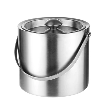 

Large Capacity Double Wall Ice Bucket With Handle Party Stainless Steel Barware 2L Wine Cooler Easy Clean With Lid Bar Insulated