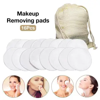 

16Pcs Reusable Cotton Pad Makeup Removal Washable Cotton Rounds Pad Facial Makeup Remover Puff Pads Face Cleaning Tool