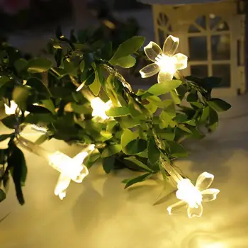 

10LED / 20LED / 40LED Green Leaf Garland String Light Battery Powered Flower Christmas Fairy Light for Wedding Holiday Party Dec