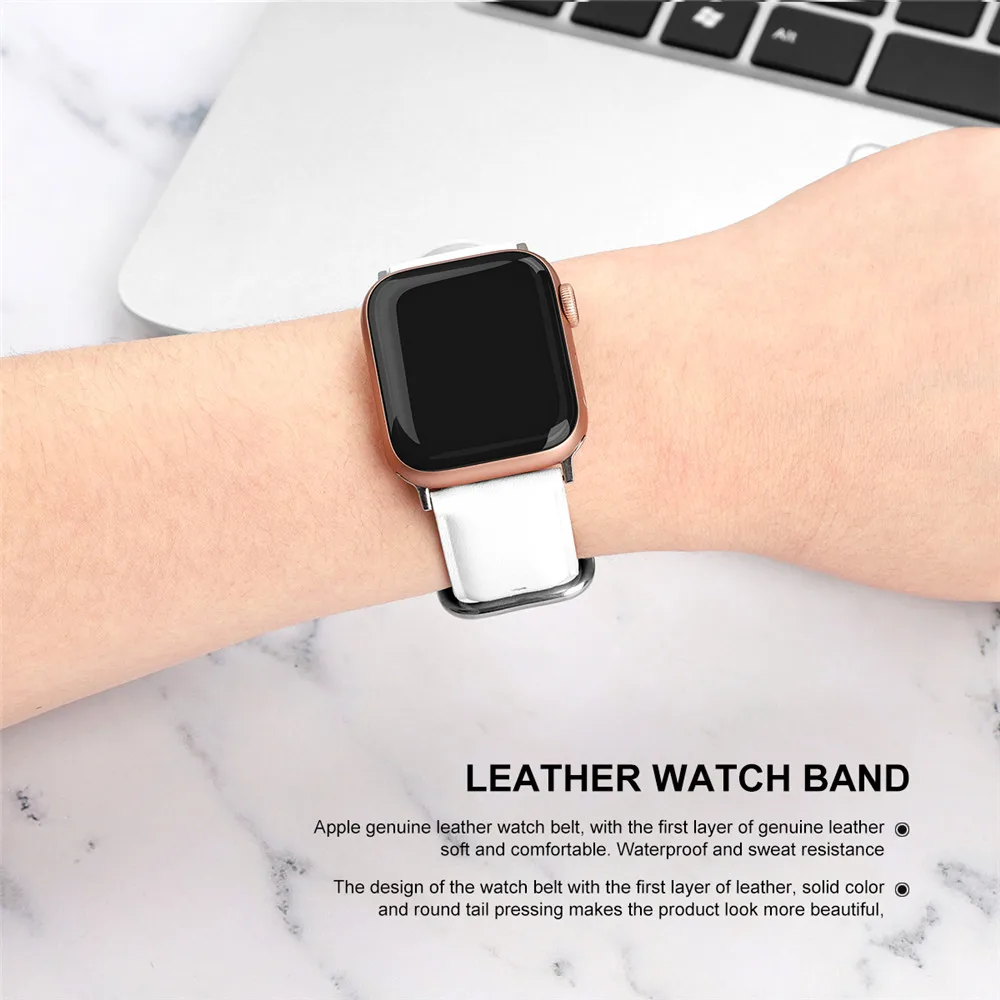 Ремешок для часов из натуральной кожи для Apple Watch 5, 4, 44 мм, 40 мм, 38 мм, 42 мм, спортивный ремешок, браслет, аксессуары для iwatch 3, 2, 1