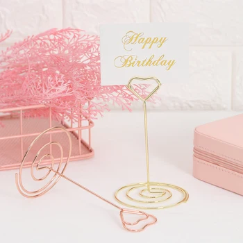 

1 PC Romantic Heart Shape Wedding Party Desktop Decoration Love Shape Place Card Holder Photo Clip Table Number Stand