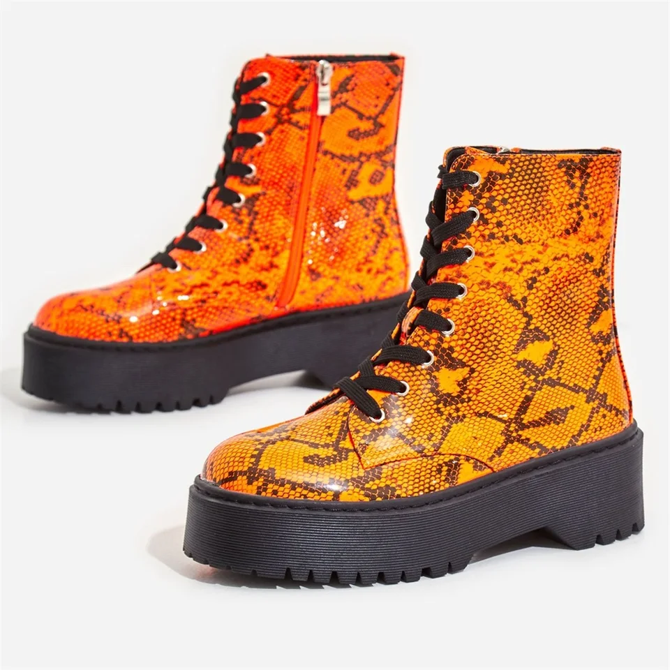snake print biker boots