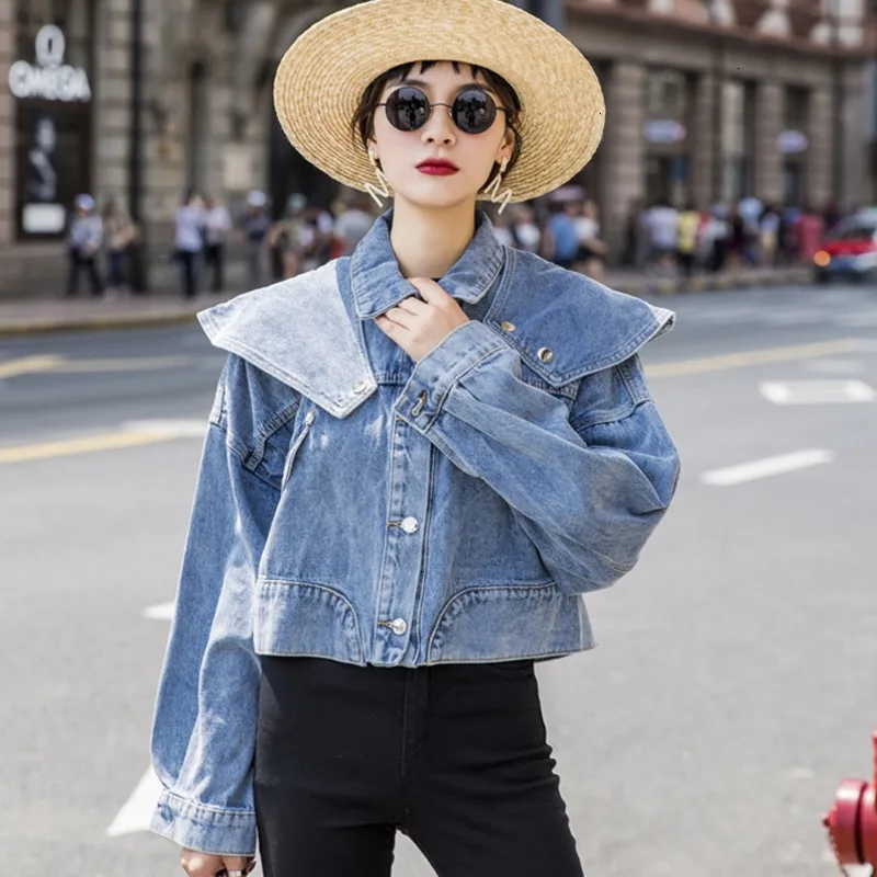 

2019 Denim Jacket Female New Korean Version Of The Autumn Loose Casual Wild Bat Coat Short Paragraph F175