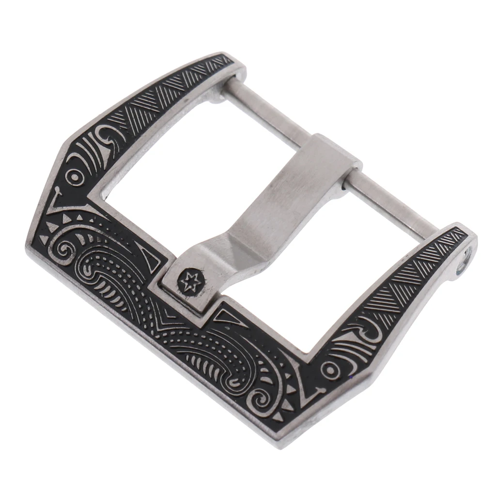 Vintage Carved Stainless Steel Watch Buckle For Leather Band Strap 18mm 20mm 22mm