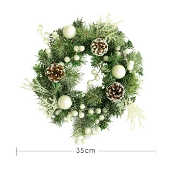

Christmas Thanksgiving Flocking Pine Cones Ginkgo Decorative Wreath Holiday Home Window Wreath Door Hanging dropship&