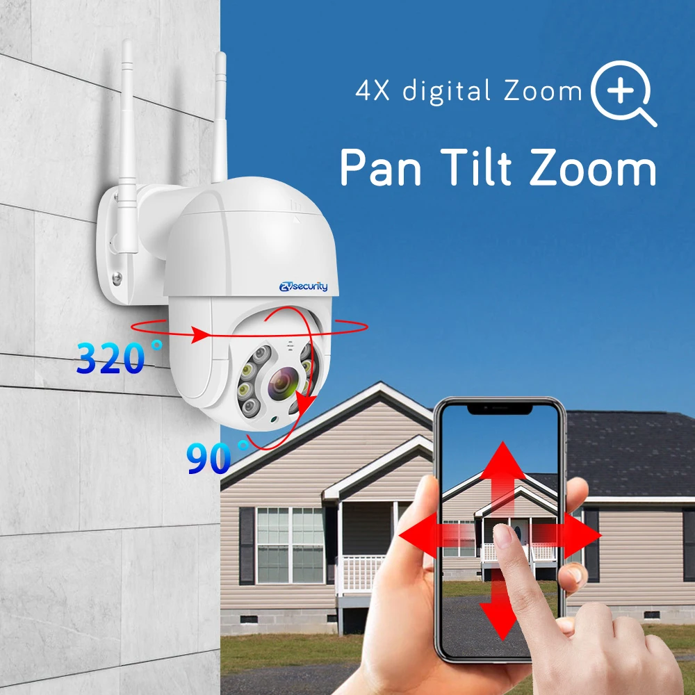 3MP 1080P PTZ Wifi IP Camera Outdoor Auto Tracking 4X Zoom AI Human Detect Wireless Speed Dome Camera H.265 CCTV Surveillance