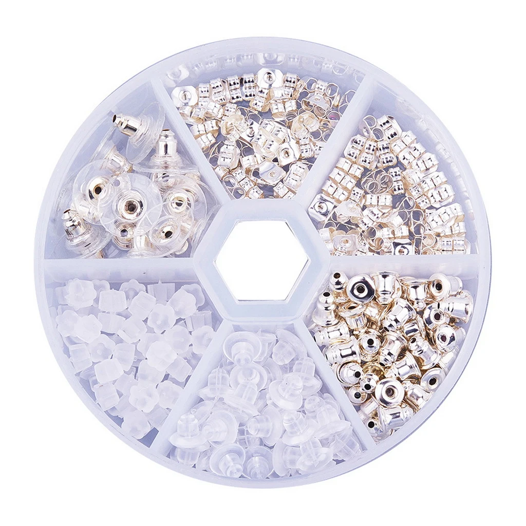 

260 Pcs× Earring Backs Replacement Secure Ear Locking Stoppers for Stud Earrings Ear Nut for Posts, 5 Mixed Styles In One Box