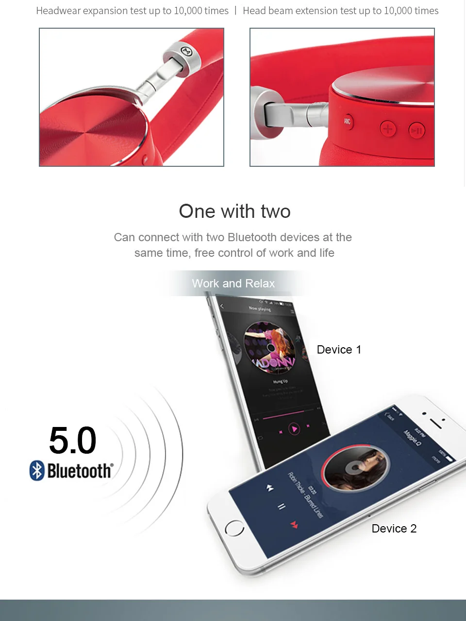 música dobrável sem fio bluetooth fone de ouvido
