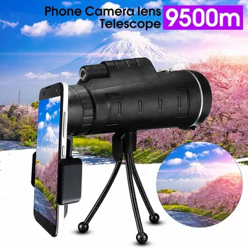 

Phone Lens 40x60 Zoom Monocular Telescope Scope Camera for Smartphone for Camping Hiking with Tripod Phone Holder Clip
