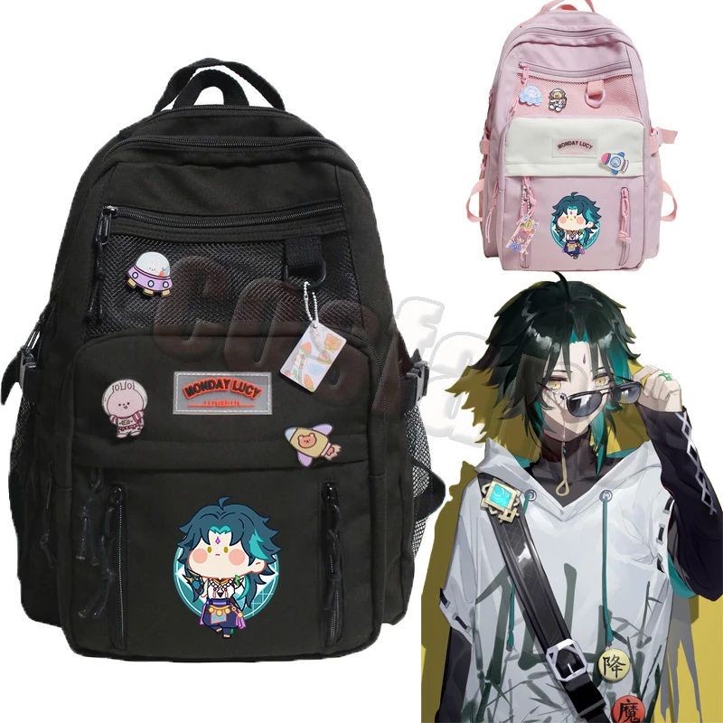 

Game Genshin Impact cosplay Xiao Zhongli cos Fashion Backpack Shoulder Bags School Bag Mochilas Student Backpack astronaut Gifts