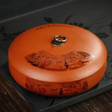 Китайский стиль пуэр коробка для хранения чая натуральный фиолетовый художественный узор печать коробки кофе в зернах Caddy Jar контейнер конфеты из ореха лоток тарелка