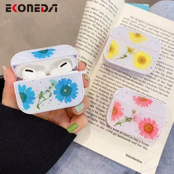 

EKONEDA Real Dried Flower Case For Airpods Pro Case Luxury Glitter Protective Cover For Airpods Pro Girl Earphone Case
