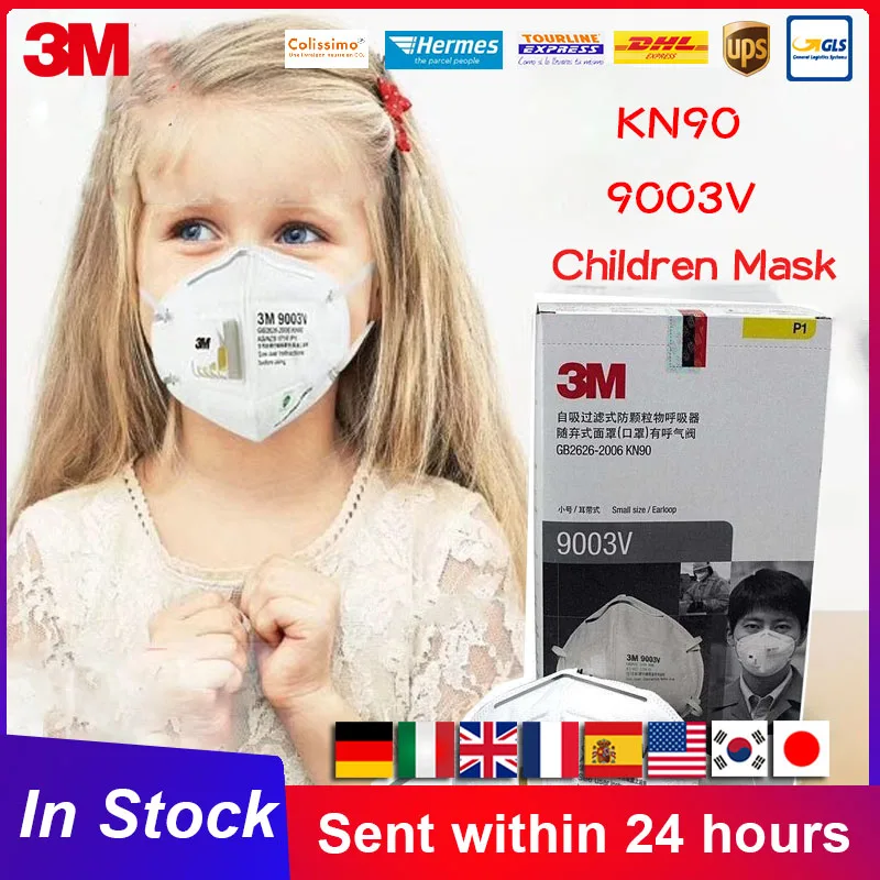 KN90 3M 9003V Mouth Mask Children Kid Masks Safety Disposable Individual Package Valve Filter Face Child for Kids | Красота и