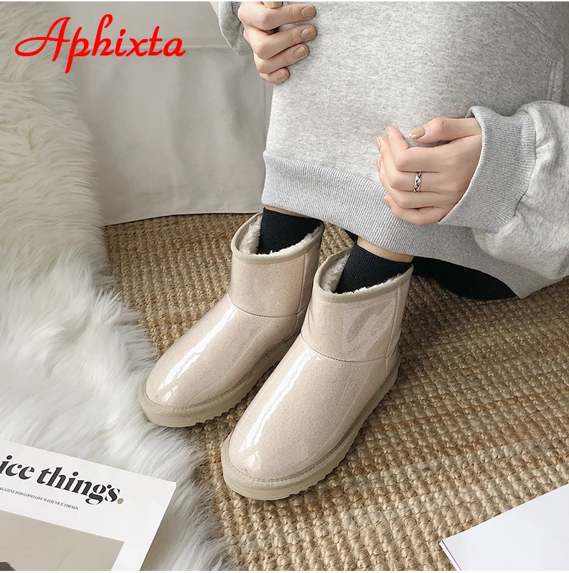 APHIXTA/ г., зимние женские ботинки теплая плюшевая обувь ботинки на платформе женские прозрачные водонепроницаемые ботинки на меху с круглым носком