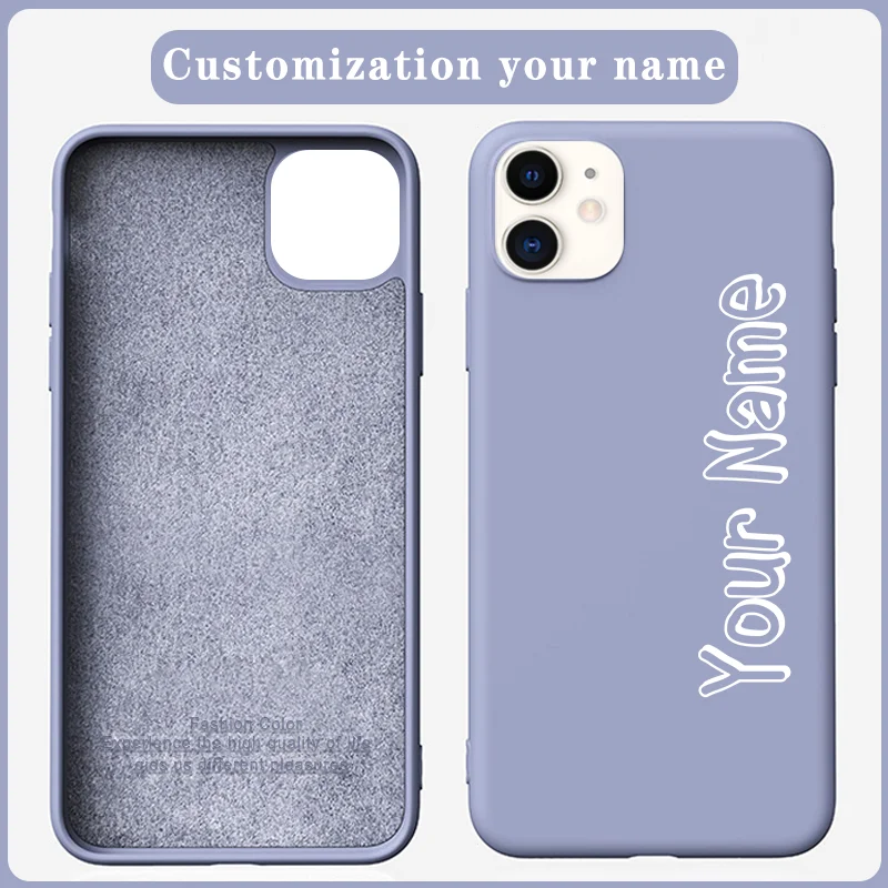 Diy Name Custom Phone Case For Iphone 11 Pro Max 8 Plus Se Liquid Silicone Anti Fall Back Cover Gift For Iphone 10 Xr Case Phone Case Covers Aliexpress