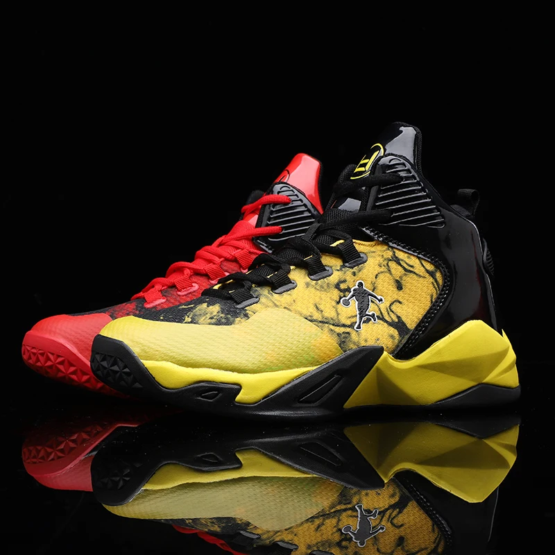 Мужская баскетбольная обувь Jordan, Баскетбольная обувь с высоким берцем, ботильоны, спортивные баскетбольные кроссовки, Zapatillas De Baloncesto Para Hombre - Цвет: Yellow  red