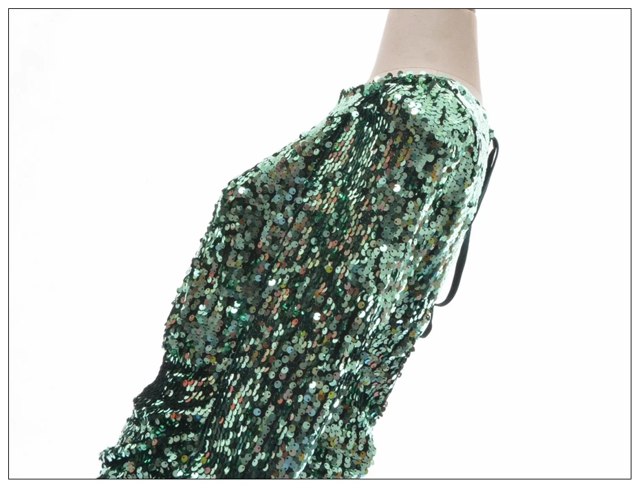 Womne's Clothings Vestidos, зеленые, с блестками, с открытой спиной, сексуальные, вечерние, бодикон, новинка, плиссированное, круглый вырез, длинный рукав, мини-платье-футляр