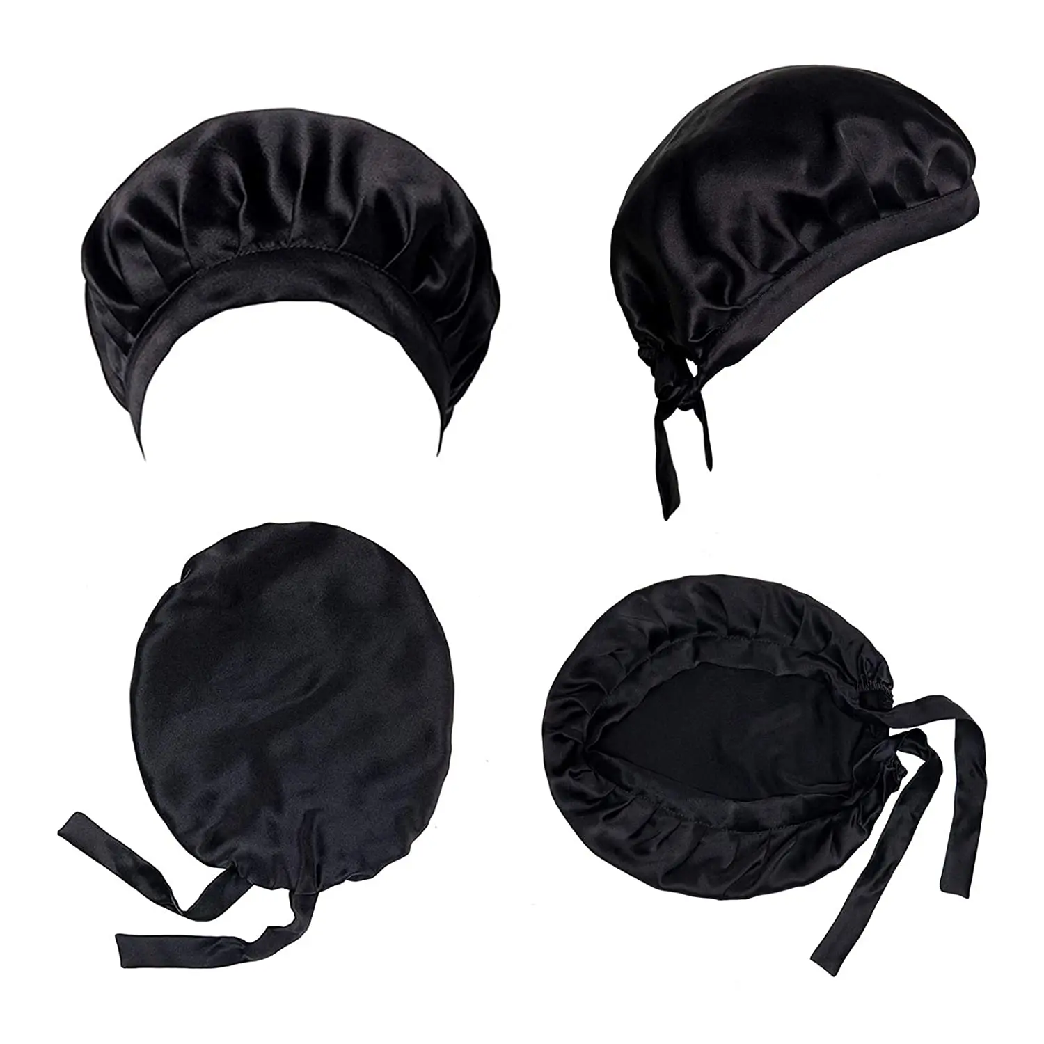 SuyaDream100% Mulberry Silk Sleep Cap for Women Hair Care Natural 19 Momme Silk Night Bonnet with Adjustable Ribbons