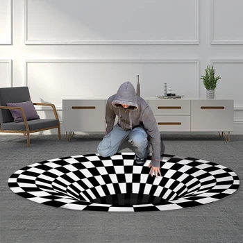 

Nordic Simple Visual Illusion 3D Rug Polyester Carpet Machine Washable Living Room Coffee Table Decorative Rugs 40-160cm