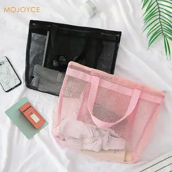 

Women Mesh Transparent Bag Large Capacity Picnic Beach Bags Female Casual Solid Color Holiday Beach Park Sports Shoulder Bags