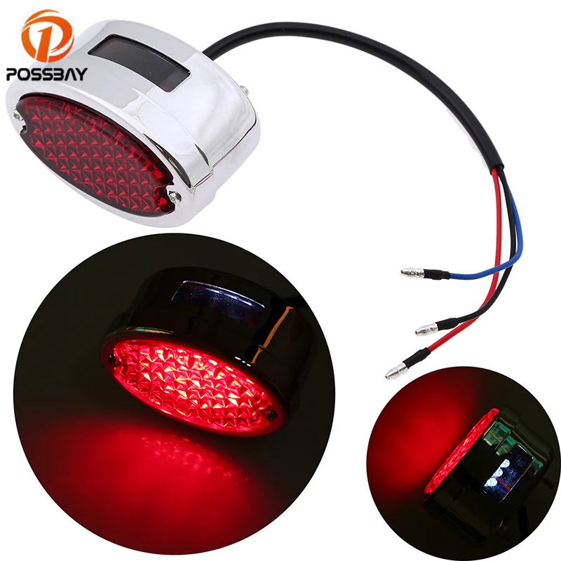 Possbay Universal Red Motorcycle Taillight 12v Led Fog Moto Motorbike