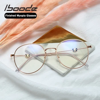 

iboode Cute Panda Finishded Myopia Glasses for Student Girl Anti Blue Light Blocking Eyeglasses Frame Women Shortsighted Eyewear