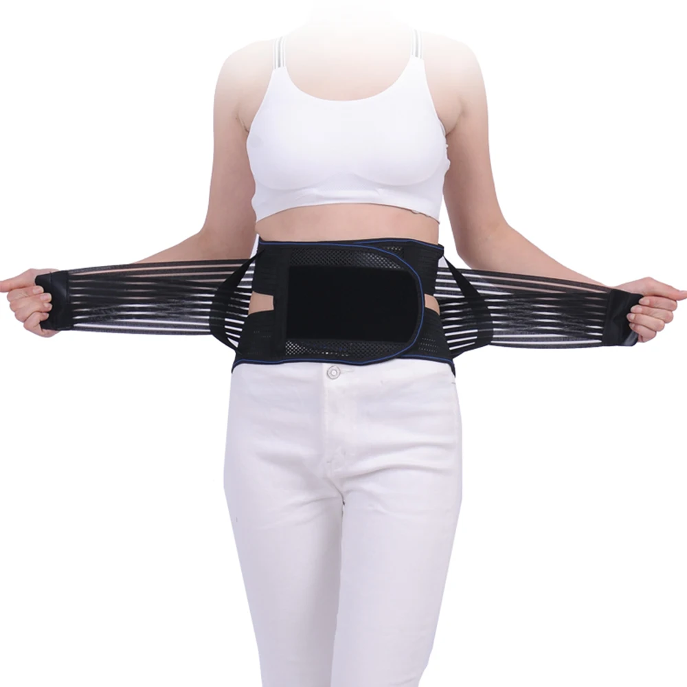 

Compression Lower Back Brace Pain Lumbar Waist Support Workout Sports Waist Trimmer Belt Gift 3 Pads for Men Women