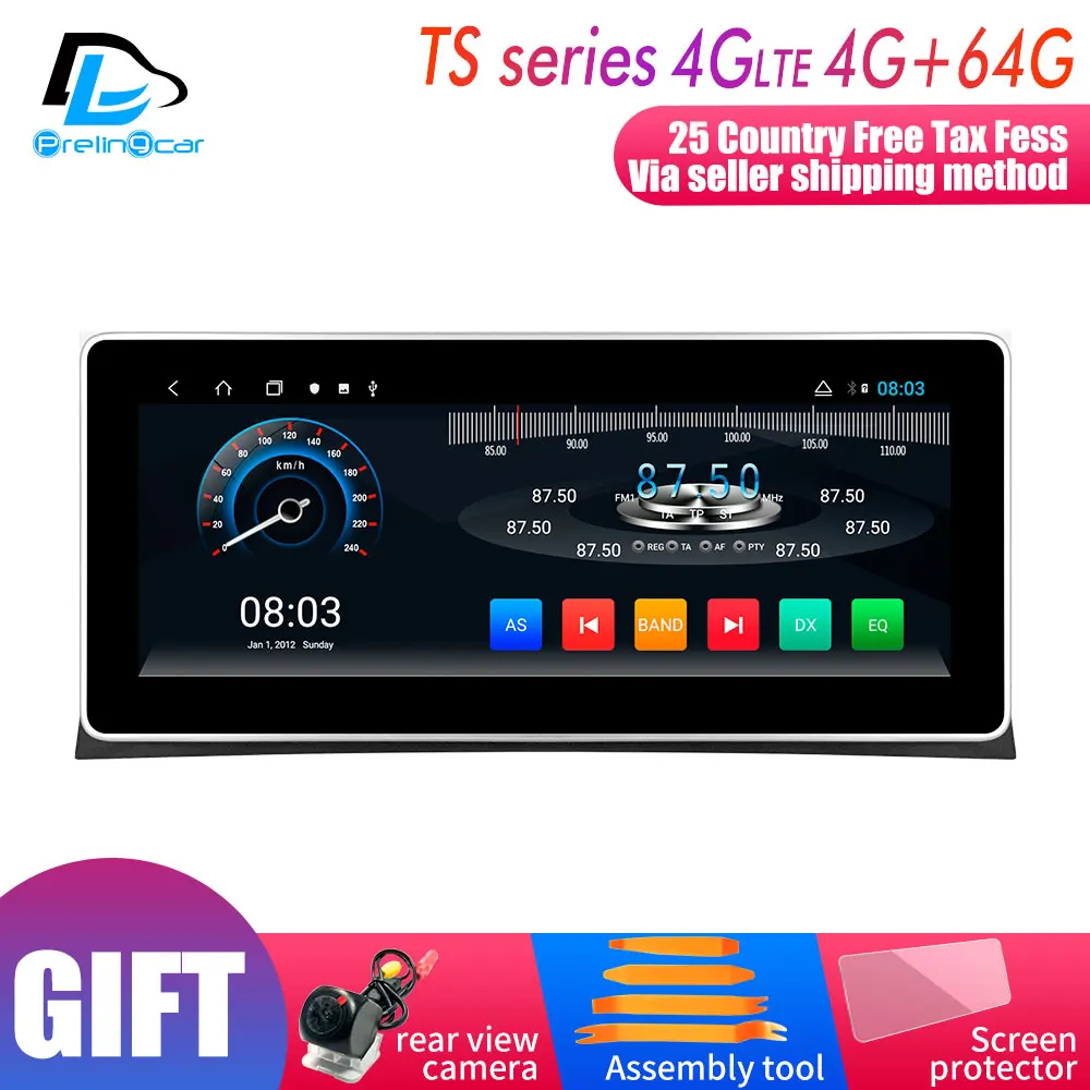 TS player 4G64G 10,25 дюймов 4G Lte Android 9,0 Автомобильный мультимедийный навигатор gps dvd-плеер для Honda top Accord 8 2008-2013 год экран Радио стерео - Цвет: TS player 4G64G