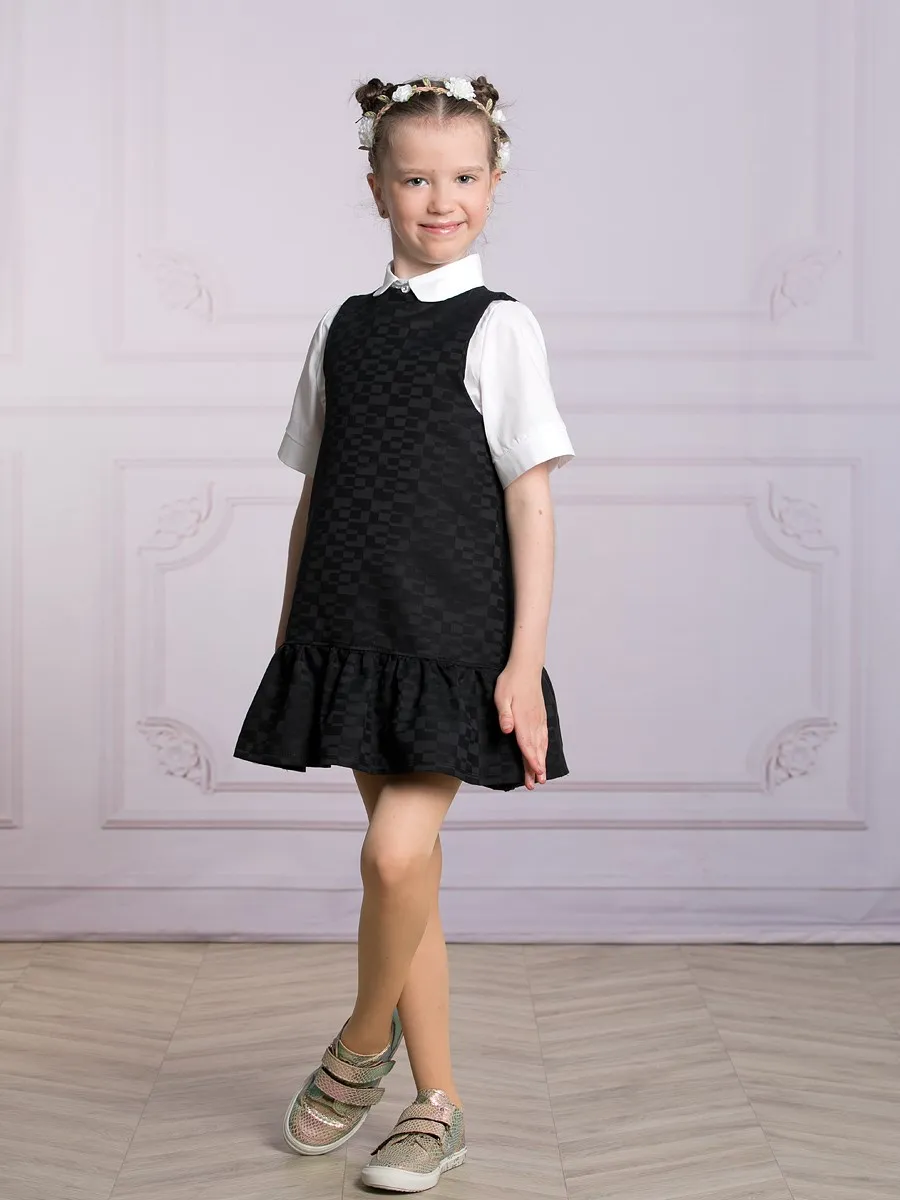 Сарафан школьный для девочки Viva Baby D1514-3 черный